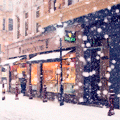  <b>Снег</b> на улицах города  гифка анимация