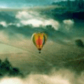 Воздушный шар, полёт сквозь туман