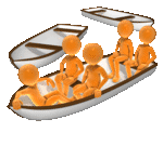  <b>Люди</b> в раскачивающейся лодке  гифка анимация