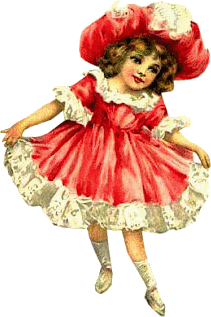 Начинающая танцовщица нарисована в красном платье с круже...