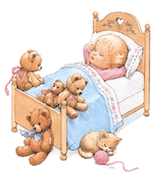 На кроватке рядом с игрушками спит ребенок