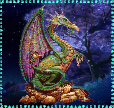 Анимашка с драконом, охраняющим золото