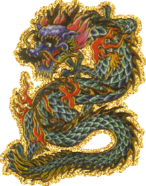 Блестящий китайский дракон в золоте