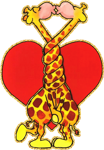 Влюбленные жирафы на фоне сердца