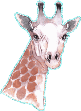 Анимированный рисунок головы жирафа. Отлично видны рожки,...