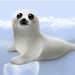  Маленький тюлень мило улыбается, лежа на <b>льдине</b>  гифка анимация
