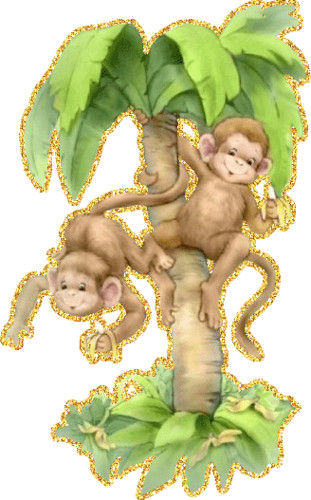 Нарисованные обезьяны поедают бананы