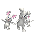  <b>Три</b> милых зайца танцуют  гифка анимация