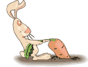  Зайка вытаскивает <b>морковку</b>  гифка анимация