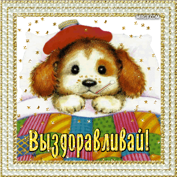 Открытка. Выздоравливай, не болей! Щенок болен