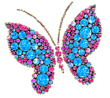 Бабочка из голубых драгоценных камней, отделанных бордовым