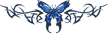 Татуировка блестящая синяя бабочка