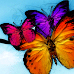  <b>Красивые</b> бабочки летят в небеса  гифка анимация