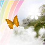 Бабочка и радуга в горах