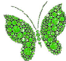 Бабочка из зеленых драгоценных камней летит налево
