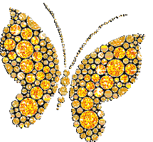 Бабочка из желтых драгоценных камней летит направо )