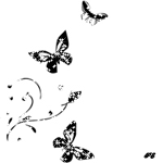 Три бабочки пархают возле цветка