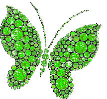 Бабочка из зеленых драгоценных камней летит направо