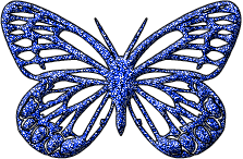 Синяя блестящая гиф анимашка с бабочкой