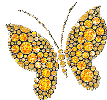 Бабочка из желтых драгоценных камней летит налево