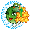 Смайлик-арбуз-девочка с ромашкой и цветами