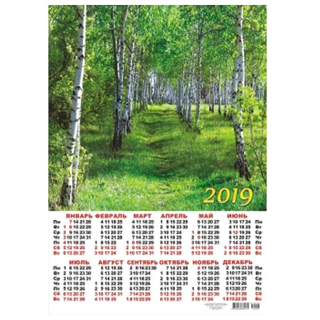 Календарь на 2019 год. Березы