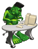 Зеленый с компютером