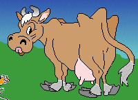  Корова на <b>лугу</b>  гифка анимация