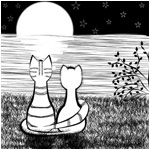  <b>Рисунок</b> кошек сидящих у воды  гифка анимация