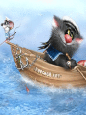  <b>Морской</b> кот с мышкой в плавании.А.Долотов  гифка анимация