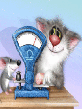  <b>Мышка</b> и котик с весами  гифка анимация
