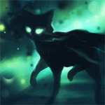 Мистический кот со светящимися зелёными газами