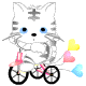  Котенок <b>едет</b> на велосипеде  гифка анимация