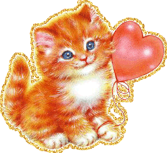Анимашка рыжий котенок с сердечком