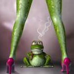  <b>Курящая</b> жаба и женские ноги  гифка анимация