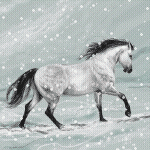 Серый конь под снегом