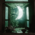 <b>Окно</b> с видом на месяц  гифка анимация