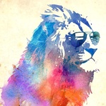 Яркий рисунок льва в очках