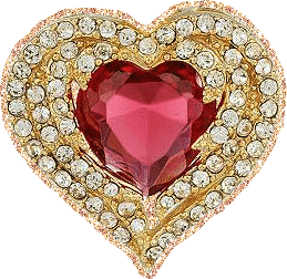 Золотое сердце с большим рубином и бриллиантами