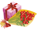 Цветы и подарок с любовью