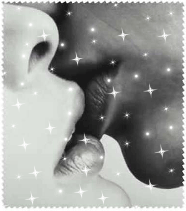 Черно белая анимированная картинка вкусного поцелуя