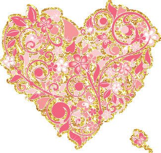 Розовое сердечко из цветов в золотой обводке
