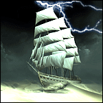  <b>Корабль</b> плывет по морским волнам во время шторма  гифка анимация