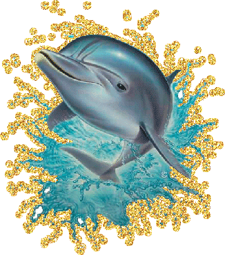 Красивый блестящий рисунок с дельфином, выпрыгивающим из ...