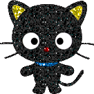  <b>Черный</b> большеглазый котенок  гифка анимация