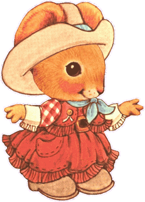 Нарисованная мышка в шляпе и платье играет в ковбоя