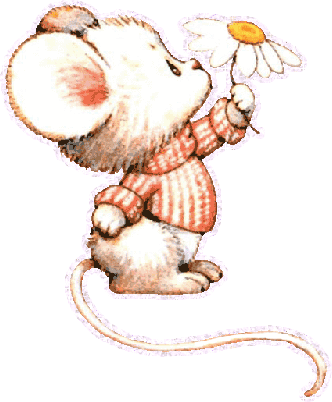 Крошечный малютка мышонок с цветком ромашки