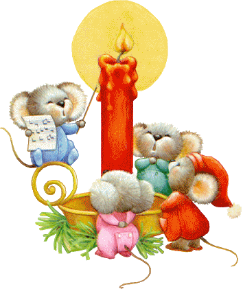 Мышата собрались вокруг свечки, чтобы выучить праздничную...