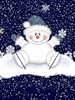  Снеговик. <b>Кругом</b> снежинки  гифка анимация