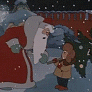 Дед мороз говорит мальчику,а на елочке светится игрушка